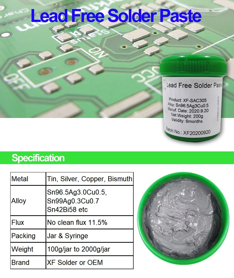 Best No Clean Low Temperature 138c High Temp 183c LED Ppd SMD BGA SMT PCB Reflow Soldering Sn63pb37 Sac305 Lead Free Tin Solder Paste for Electronics Type 3 4 5